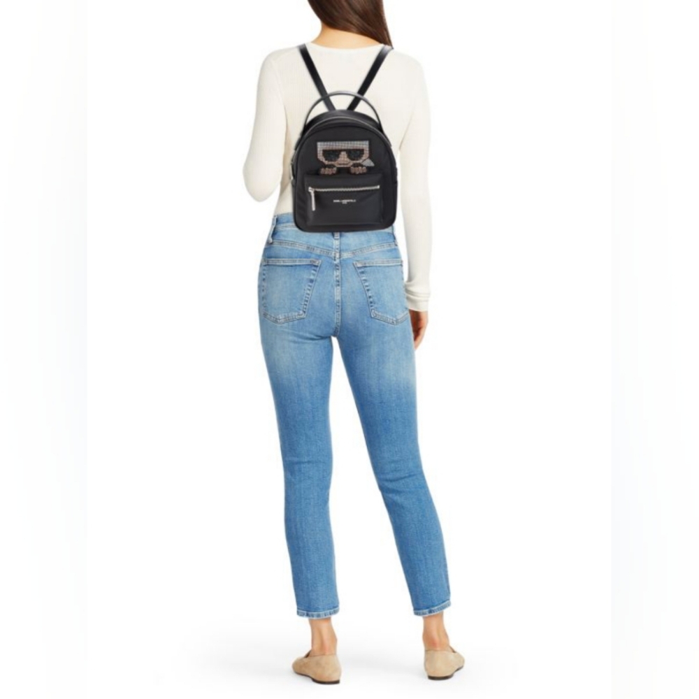Karl Lagerfeld Black Backpack with Rhinestone Design - Picture 3 of 4